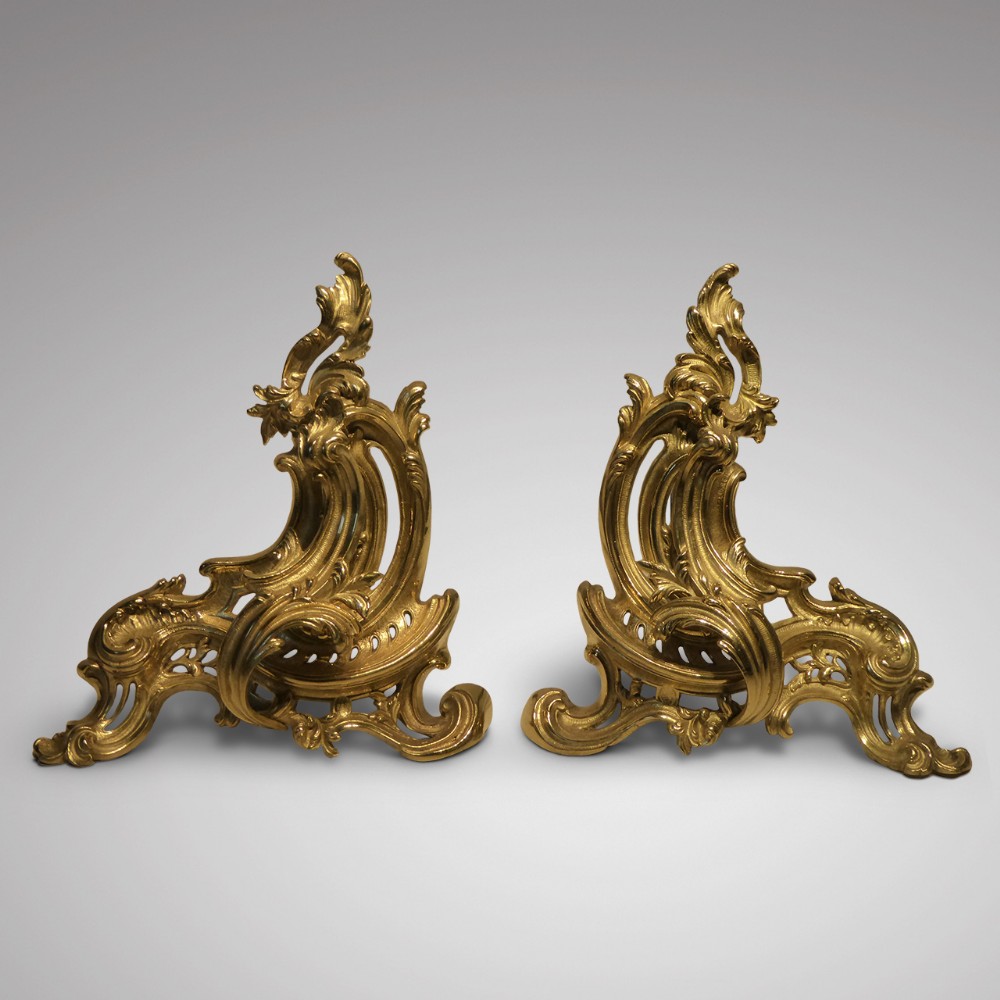 Pair of 19th Century French Ormolu Chenets
