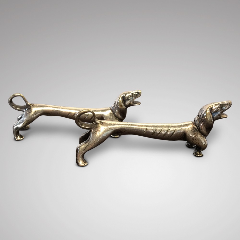 Art Deco Silvered Bronze Dachshund Knife Rests