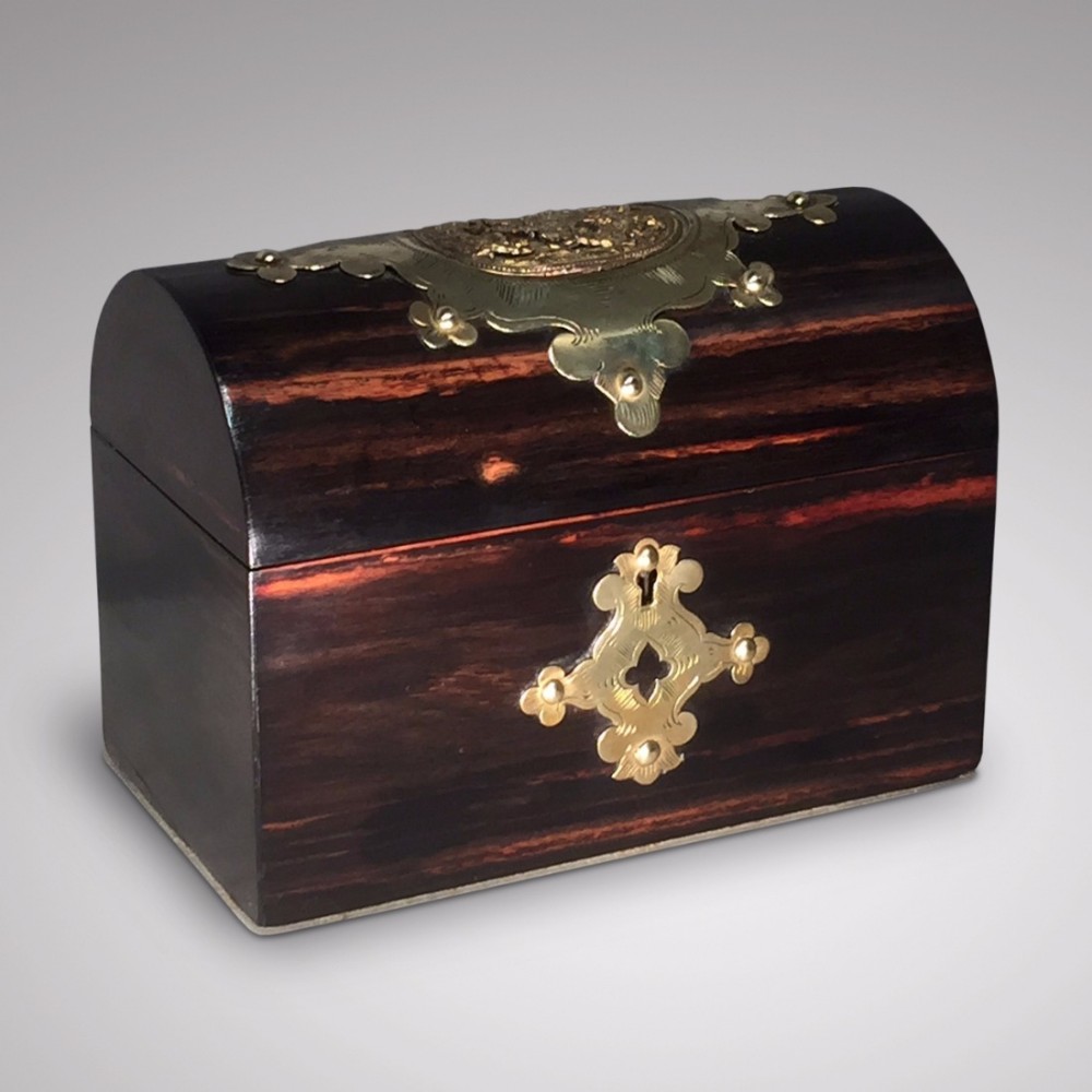 19th Century Coromandel Wood Domed Top Tea Caddy