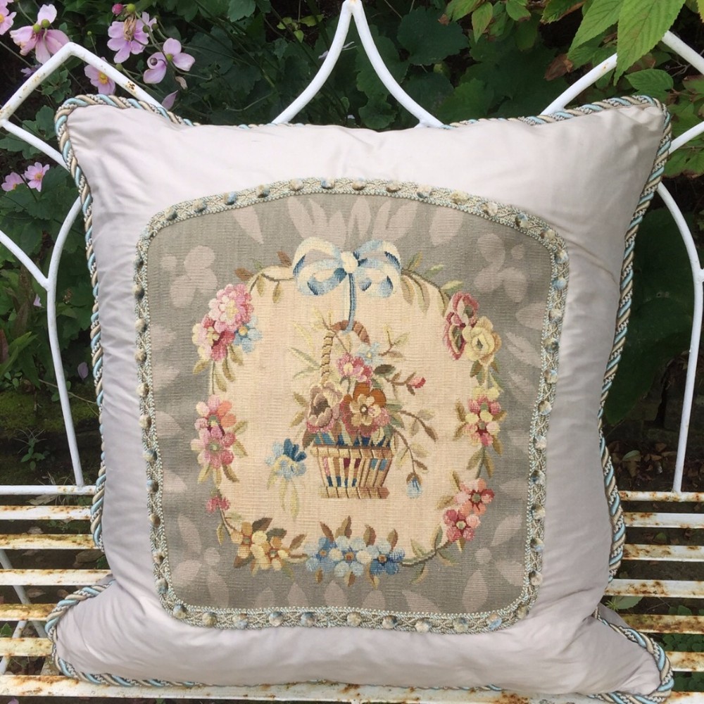 Over size Needlework and Silk Cushion