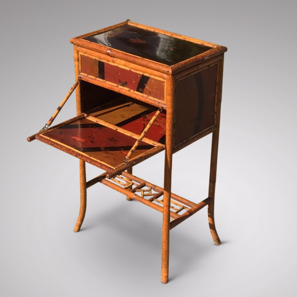 19th Century Lacquered Bamboo Sewing Table