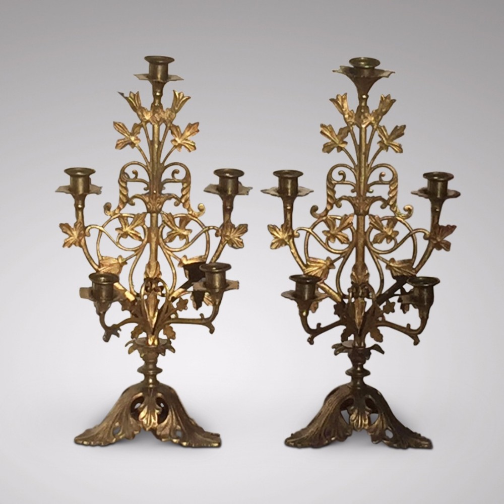 Pair of 19th Century Gilt Candelabra