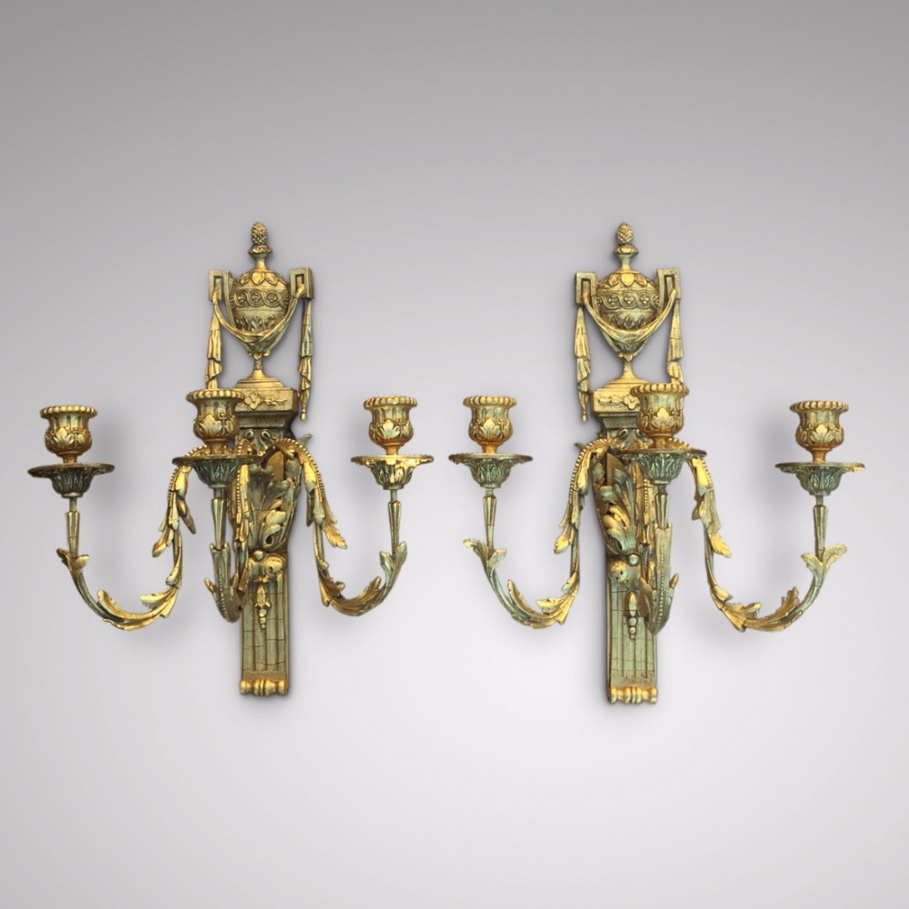 A Stunning Pair of Regency Gilded Wall Sconces