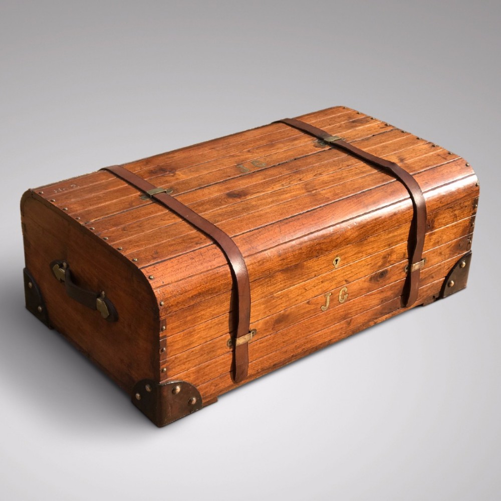 19th Century Teak and Brass Cabin Trunk