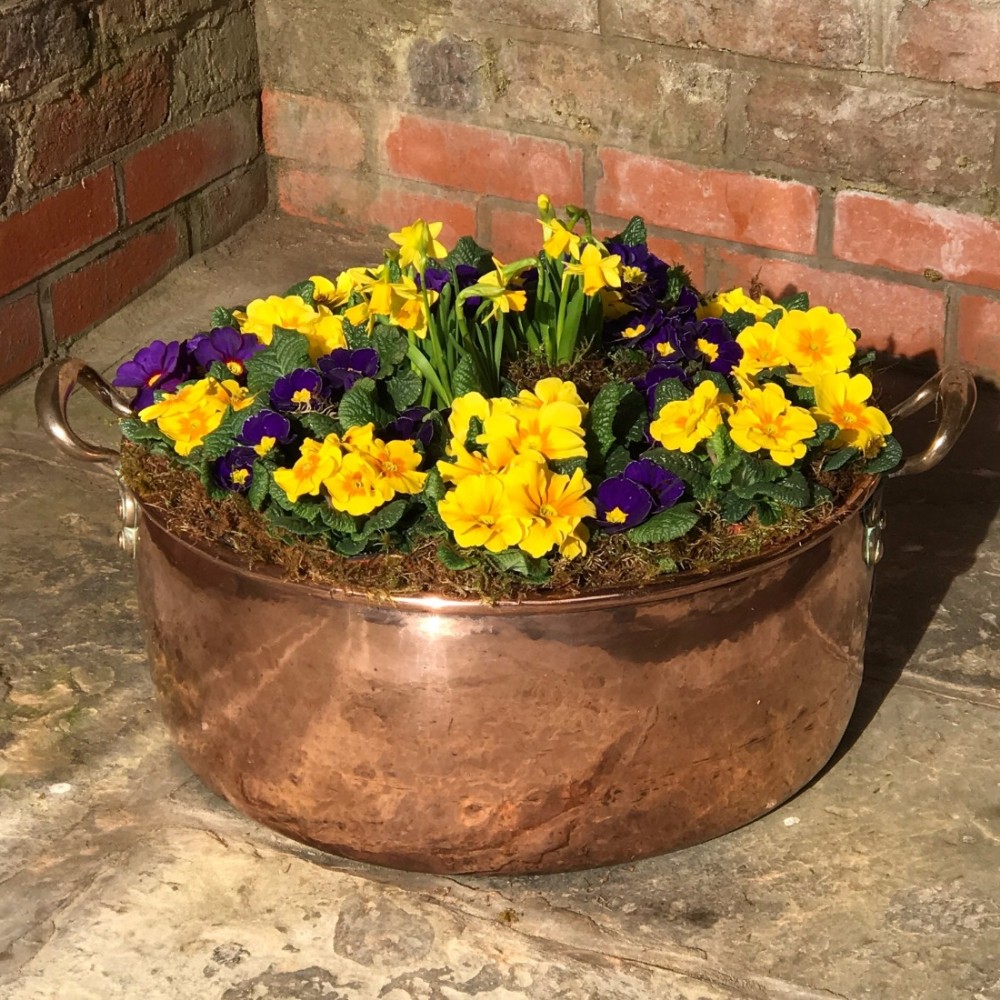 Large Antique Twin Handled Copper Pan