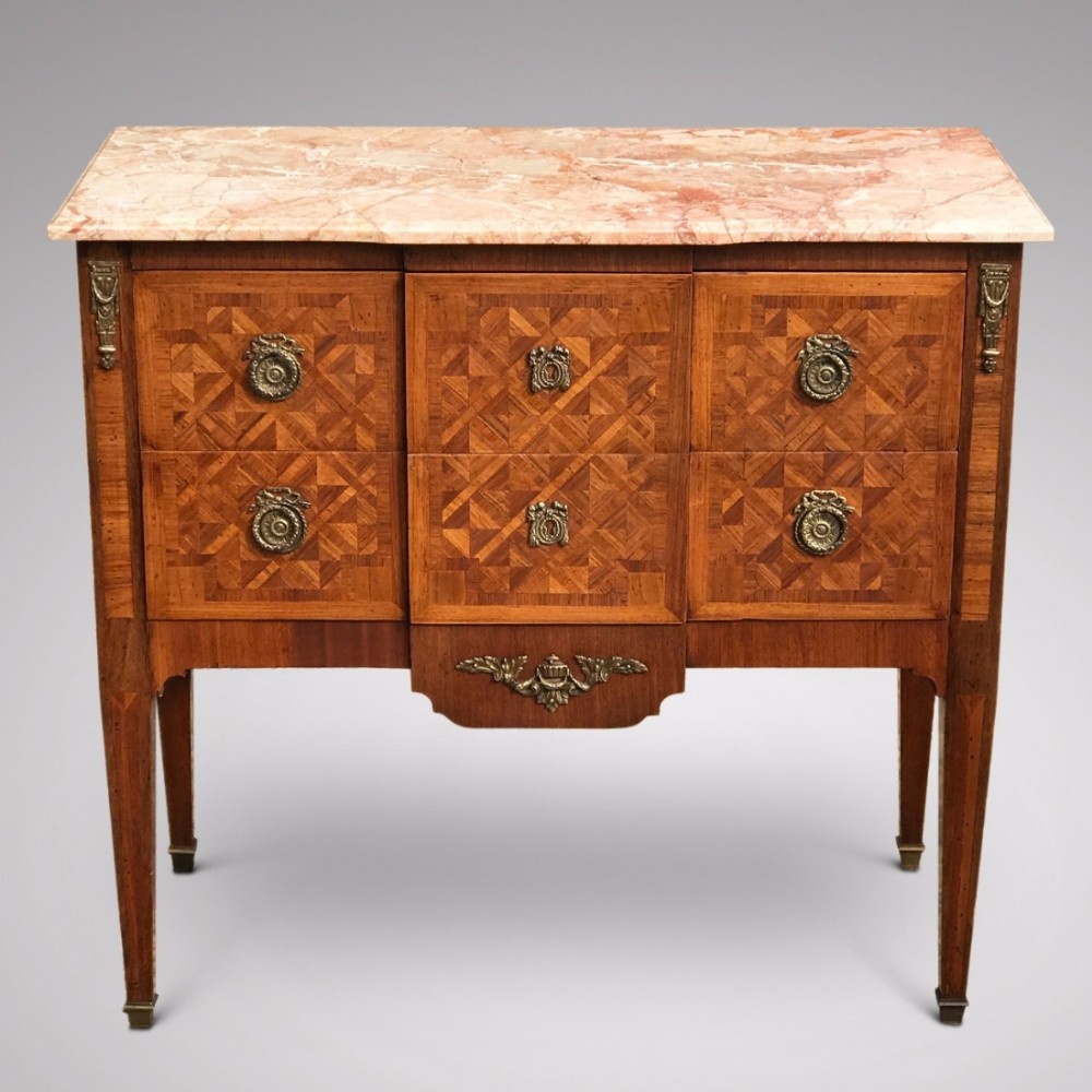 19th Century Walnut & Kingwood Marble Topped Commode