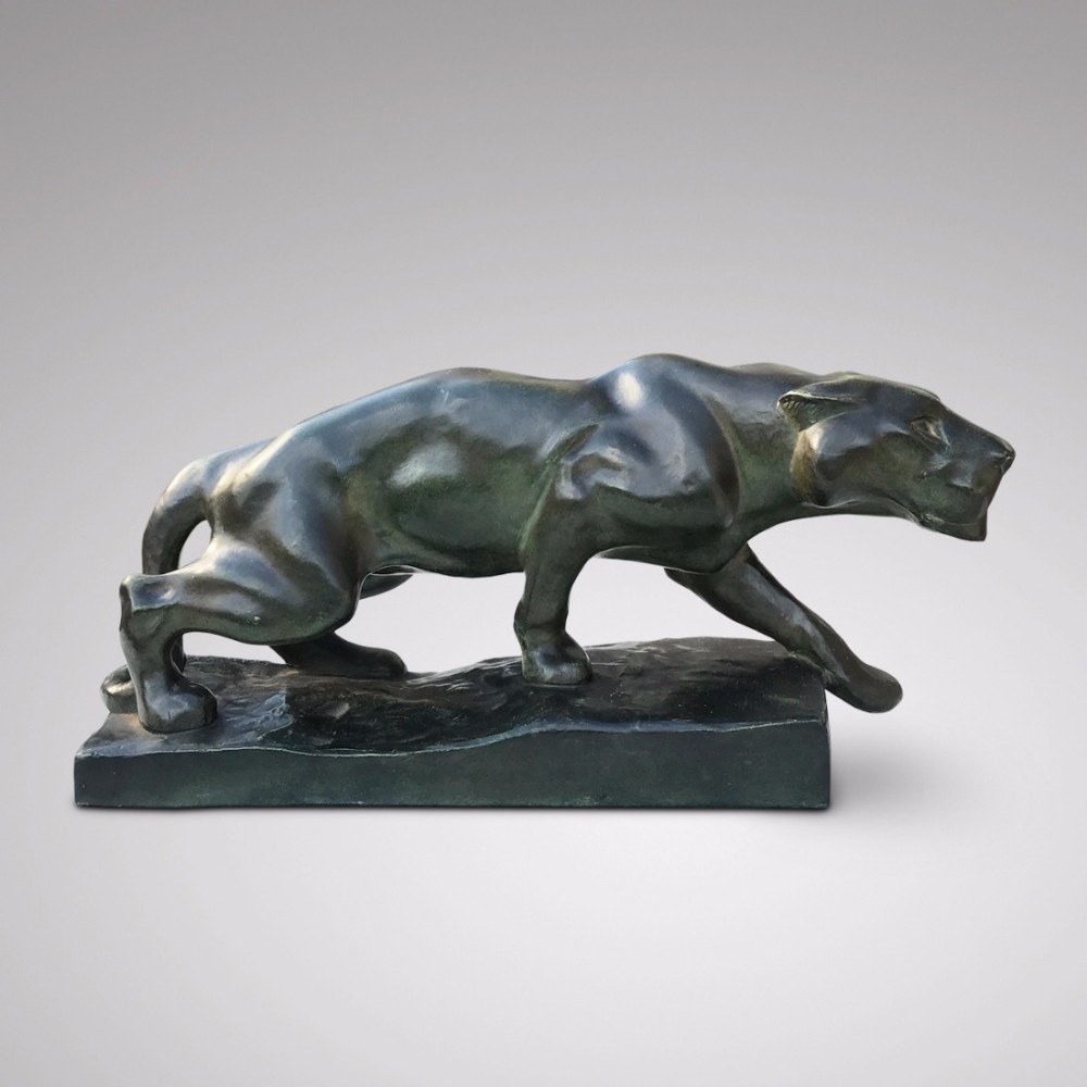 Art Deco Terracotta Sculpture of a Panther by Francisque
