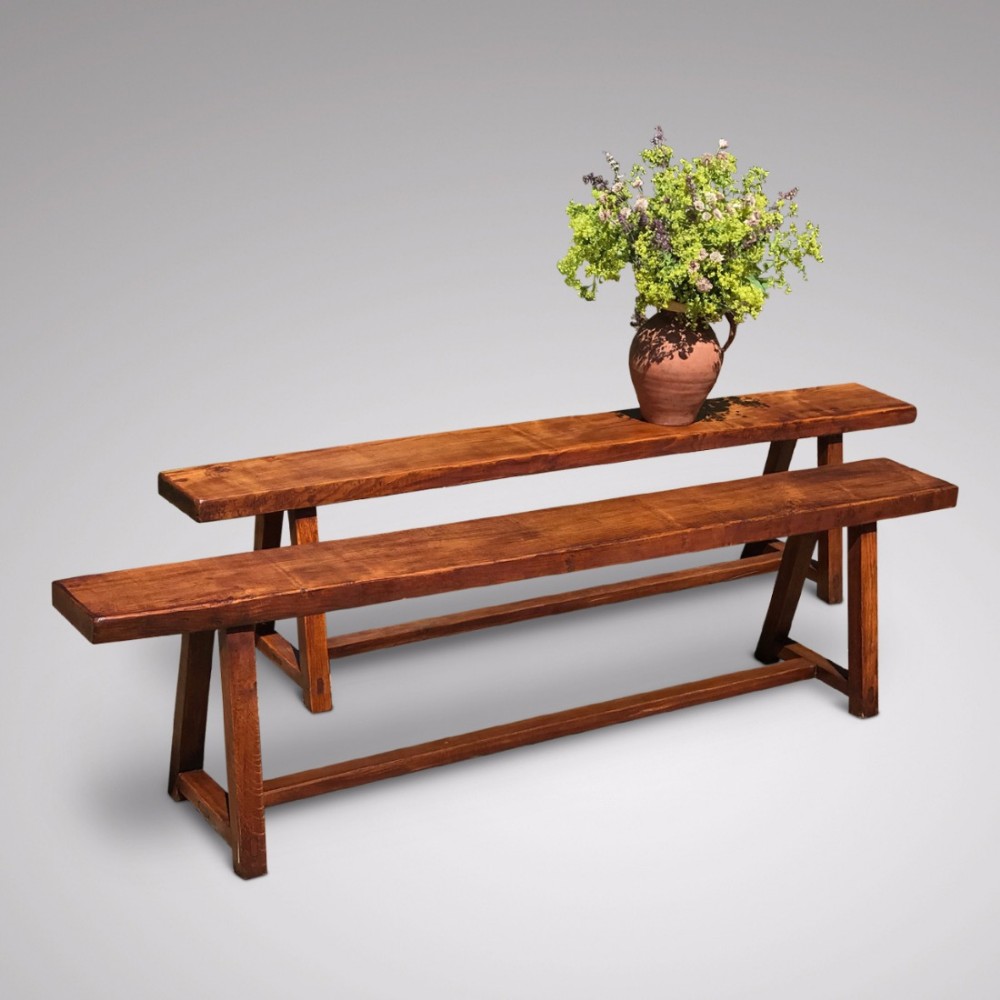 Pair of 19th Century French Elm Benches