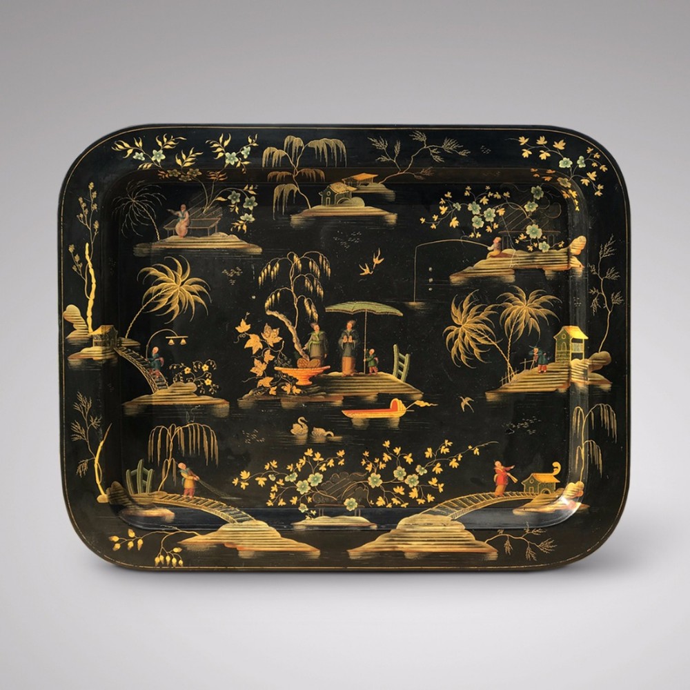 19th Century Papier Mache Chinoiserie Tray