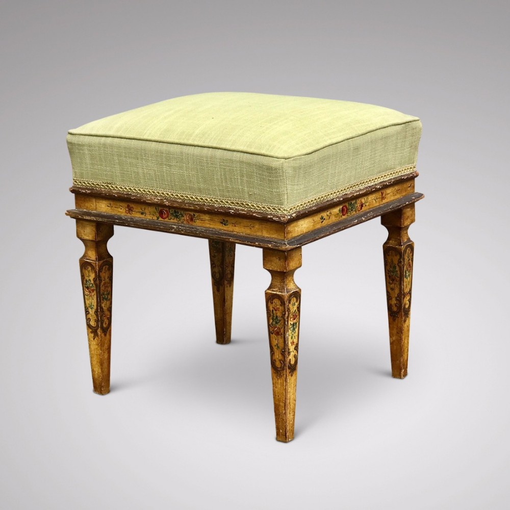 19th Century Stool with Original Painted Decoration