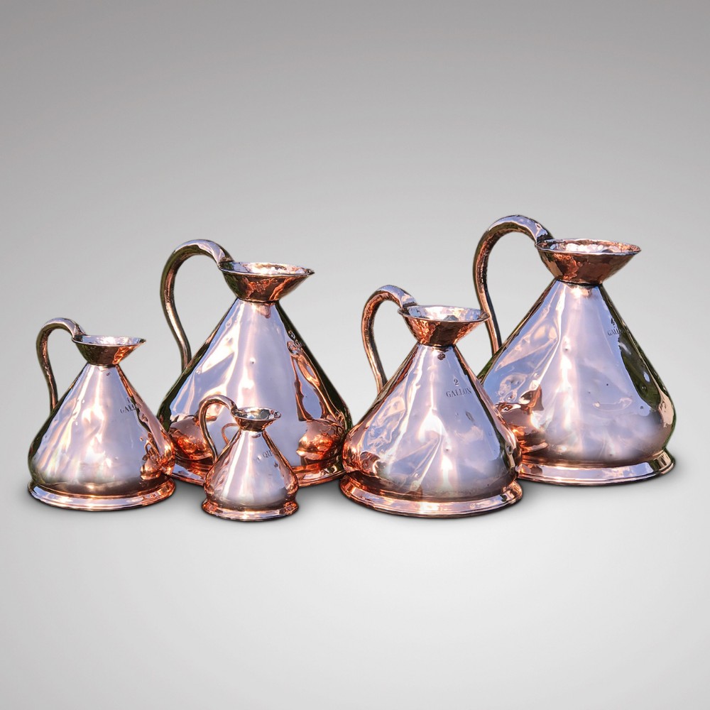 Set of Five 19th Century Copper Harvest Measures