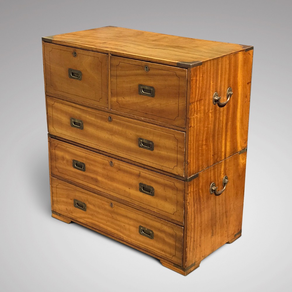 19th Century Camphor Wood Campaign Chest of Drawers