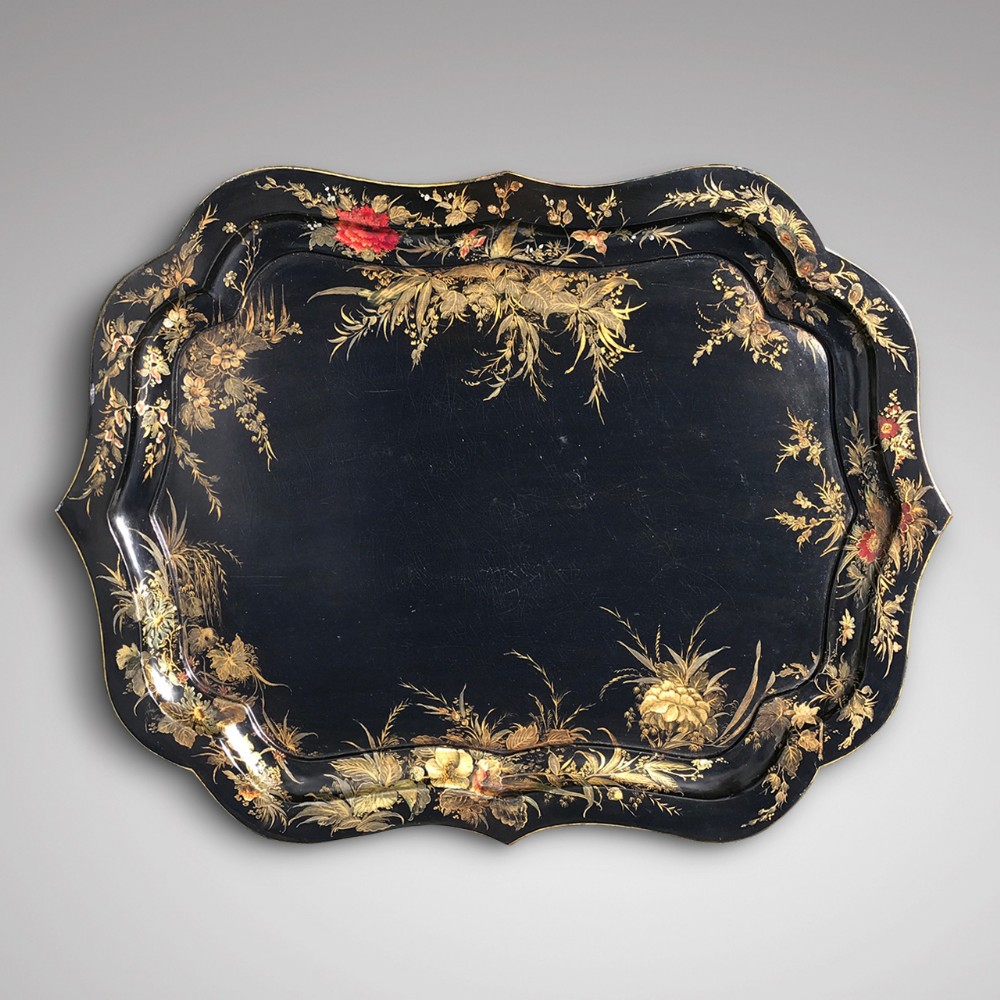 Large Victorian Double Rimmed Papier Mache Tray