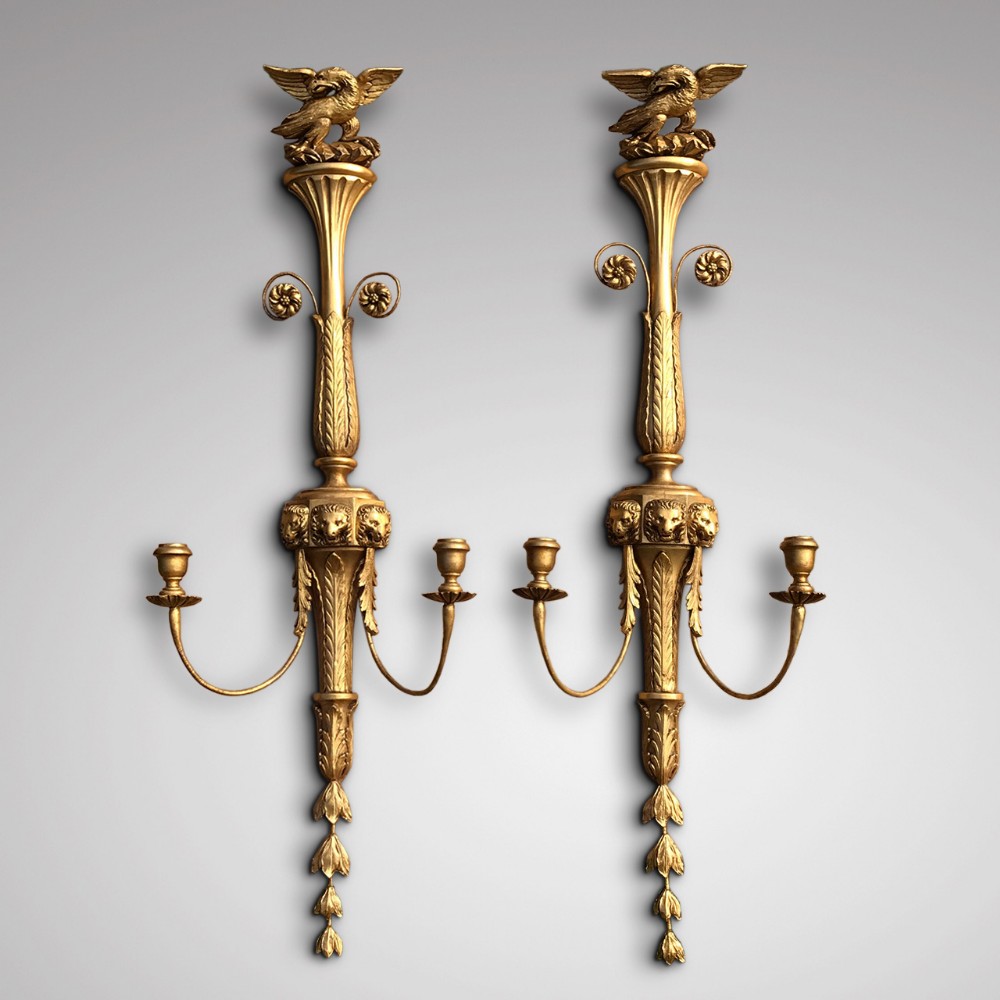 Superb Pair of Regency Giltwood Wall Sconces
