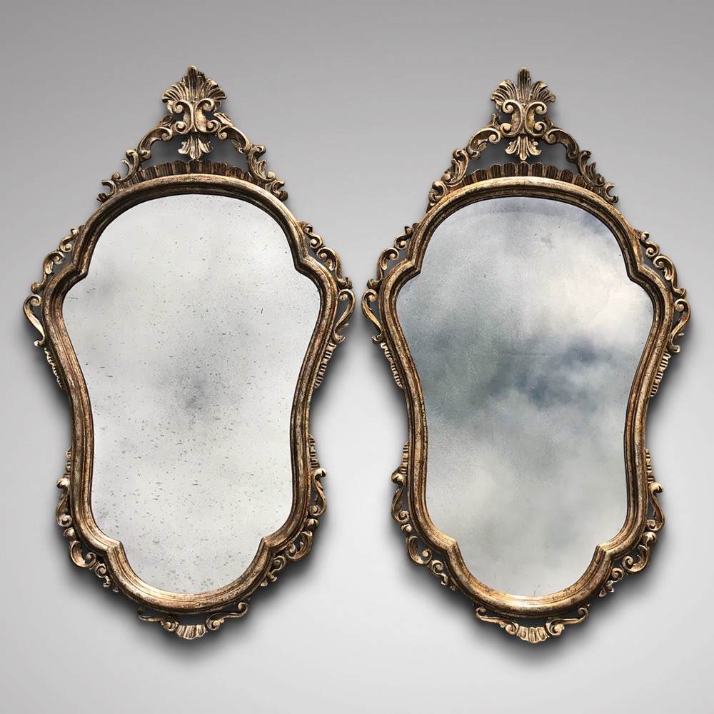 A Superb Pair of Italian Silver Gilt Antique Mirrors