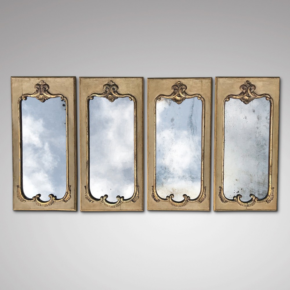 Set of Four 19th Century Italian Painted & Parcel Gilt Mirrors