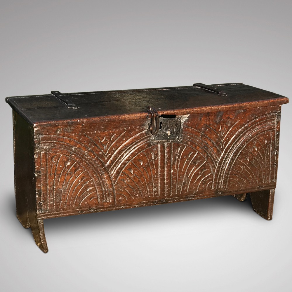 Small 17th Century Carved Oak Coffer
