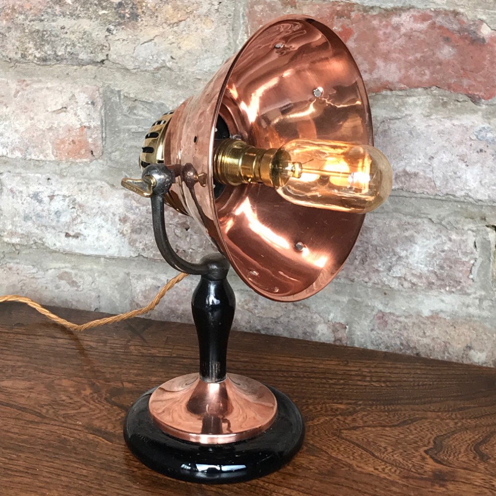 1930's Copper & Brass Adjustable Desk Lamp
