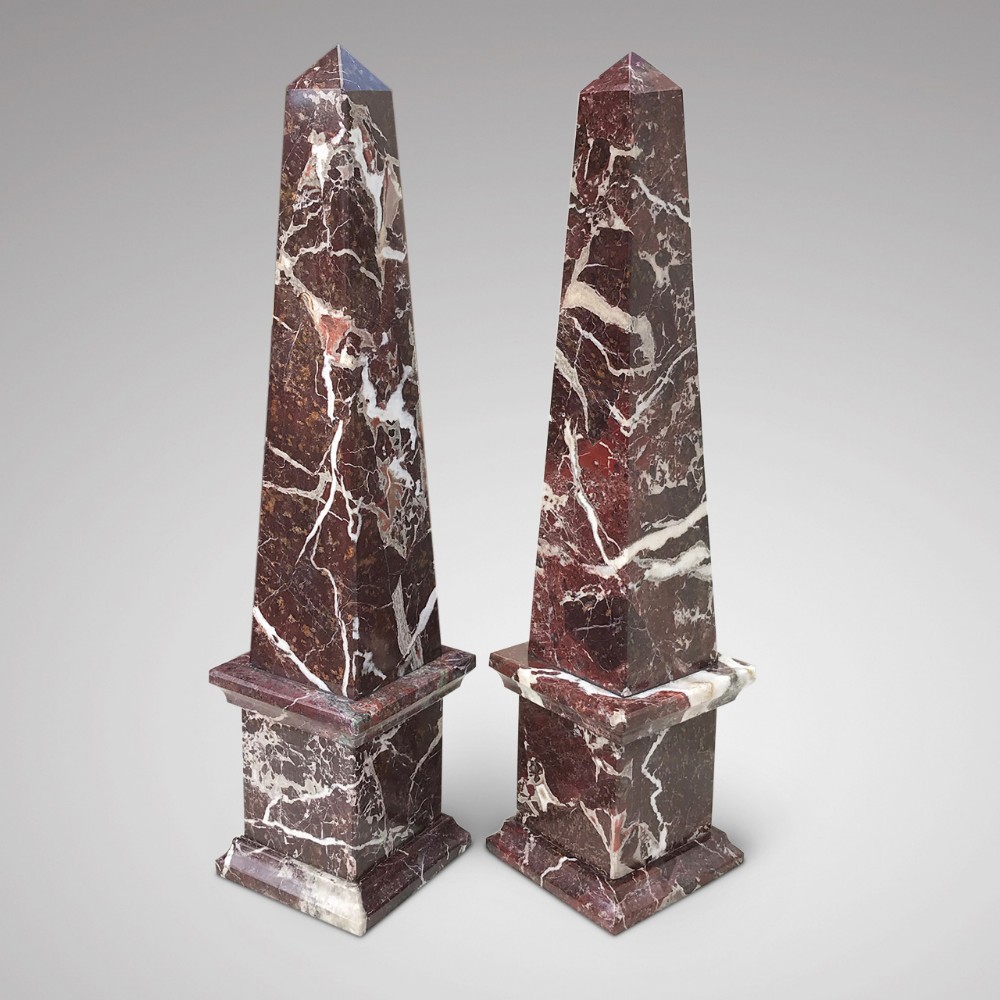Pair of Antique Marble Obelisks