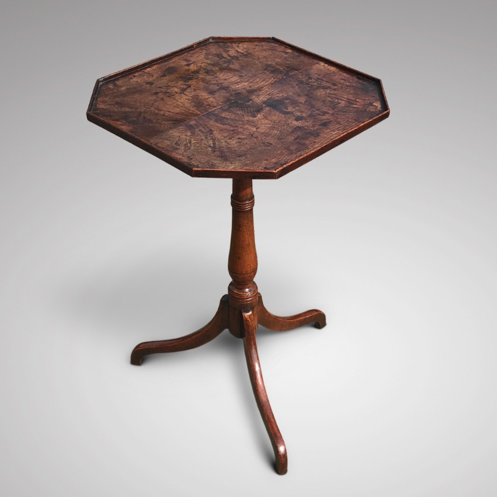 Georgian Octagonal Oak & Fruitwood Pillar Table