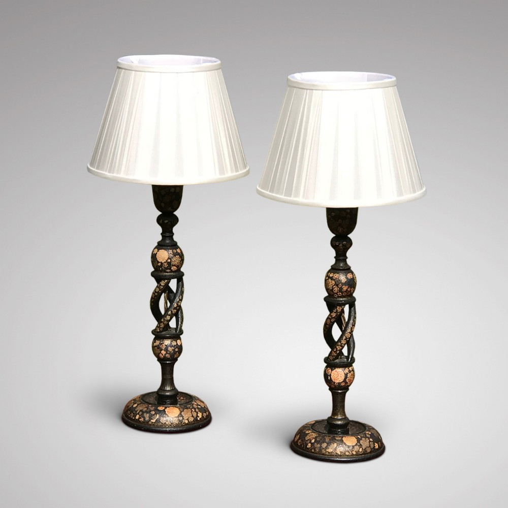 Pair of 19th Century Kashmir Table Lamps