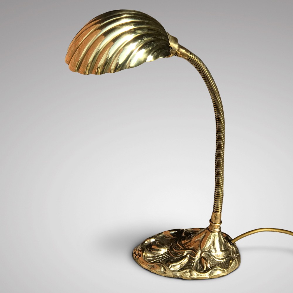 Art Nouveau Adjustable Brass Desk Lamp