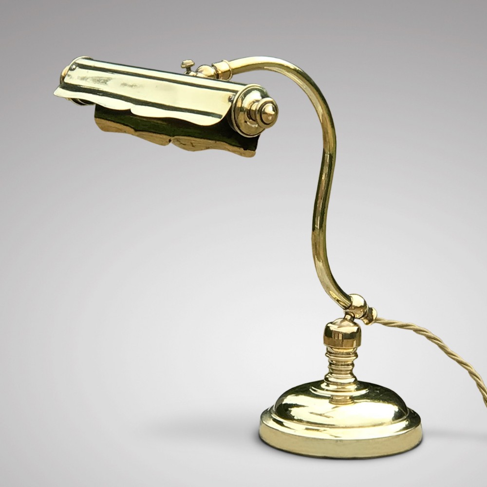 Early 20th Century  Brass Adjustable Desk Lamp
