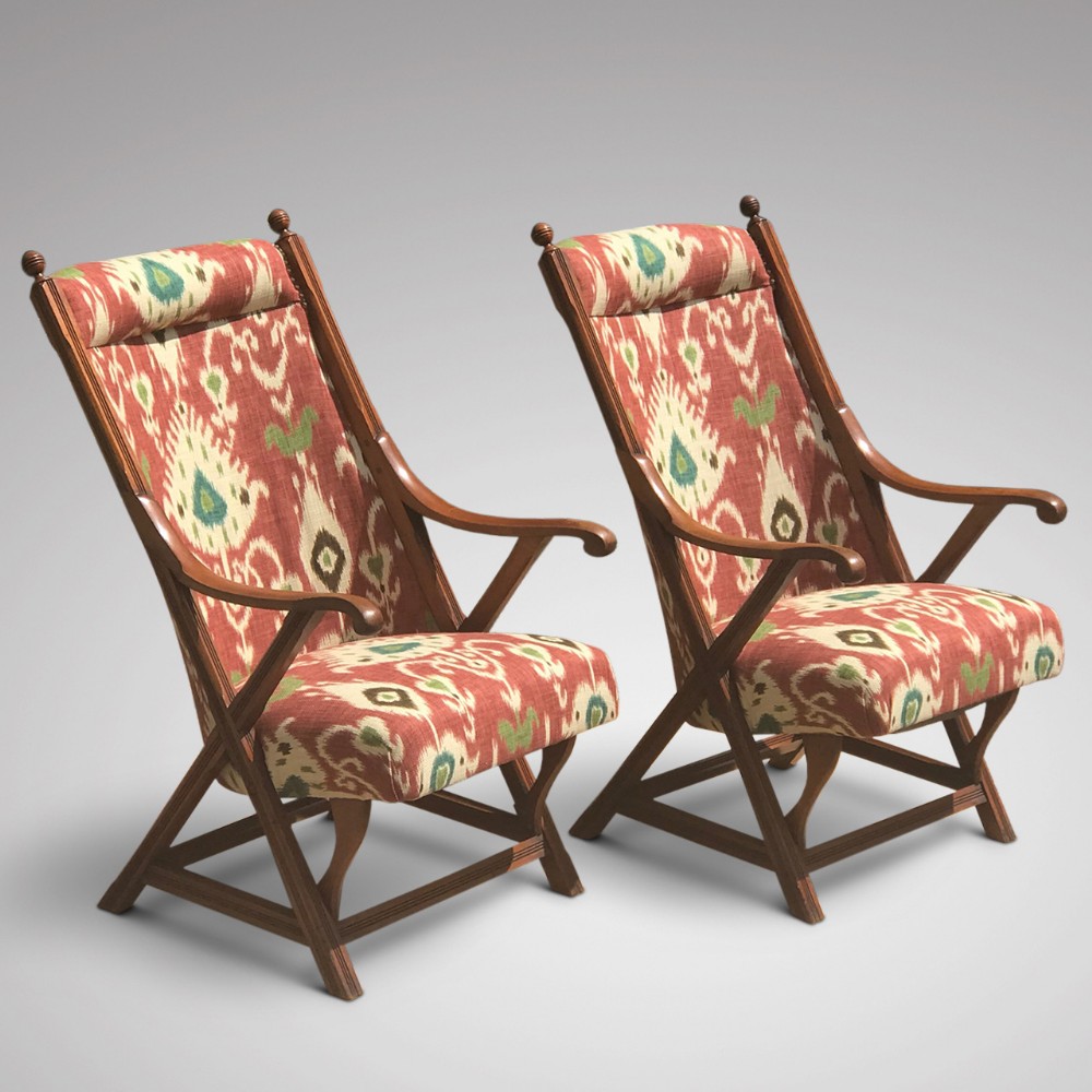 Pair of 19th Century Aesthetic Period Open Armchairs