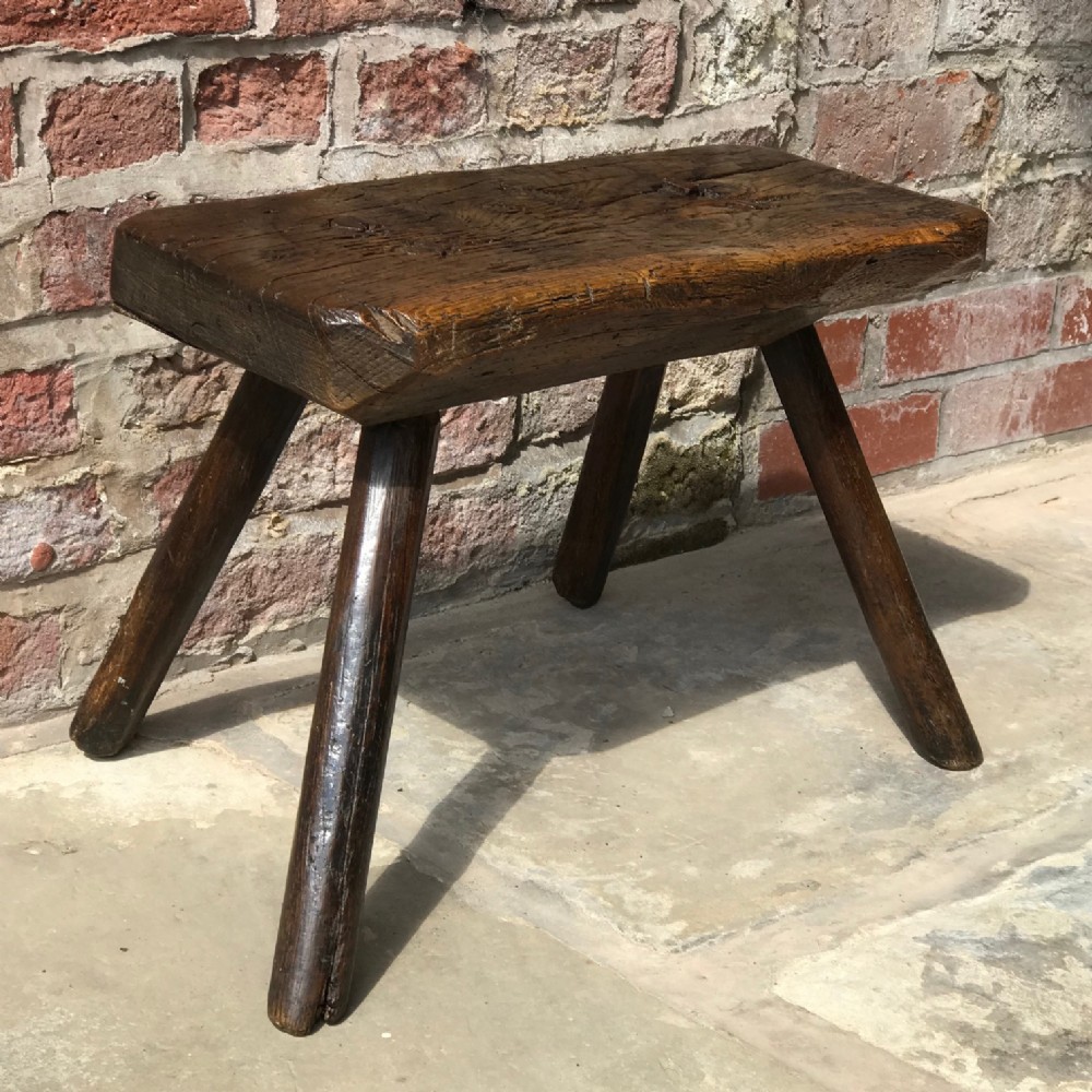18th Century Welsh Rustic Oak Stool