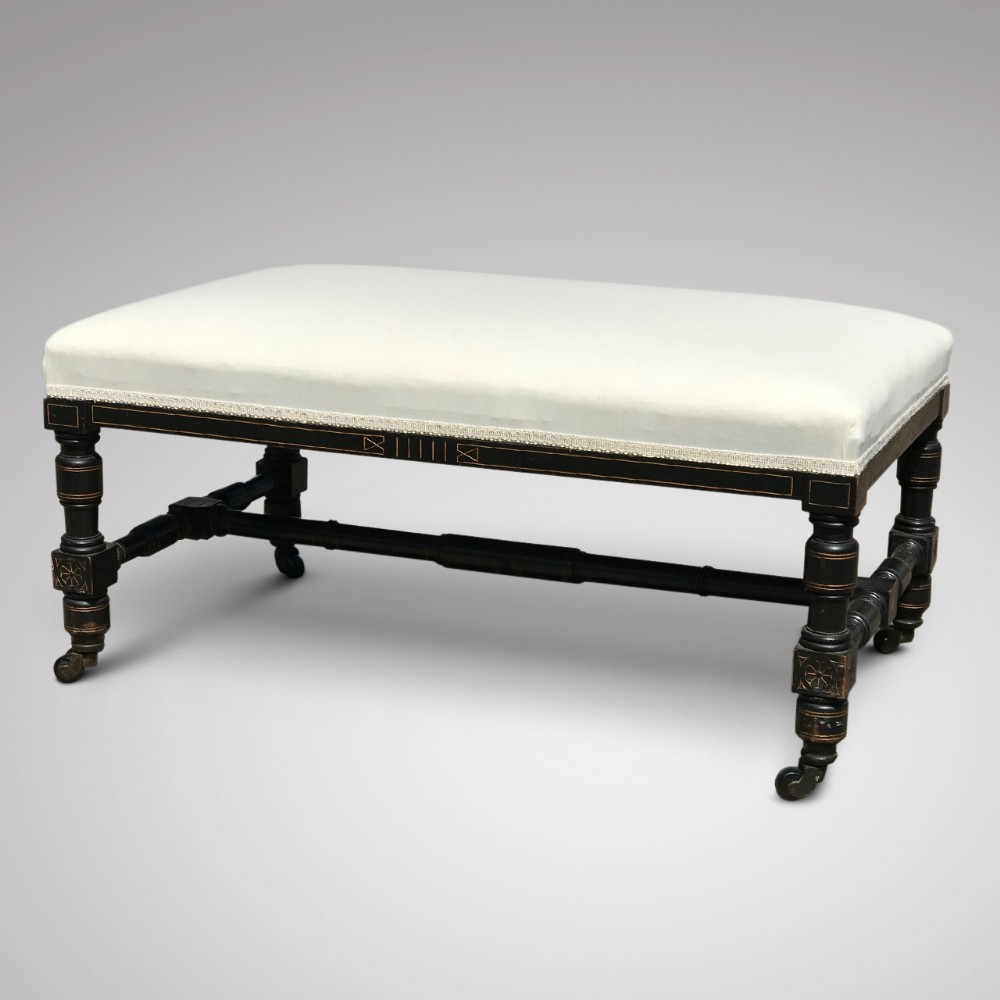 Large 19th Century Aesthetic Movement Upholstered Foot Stool