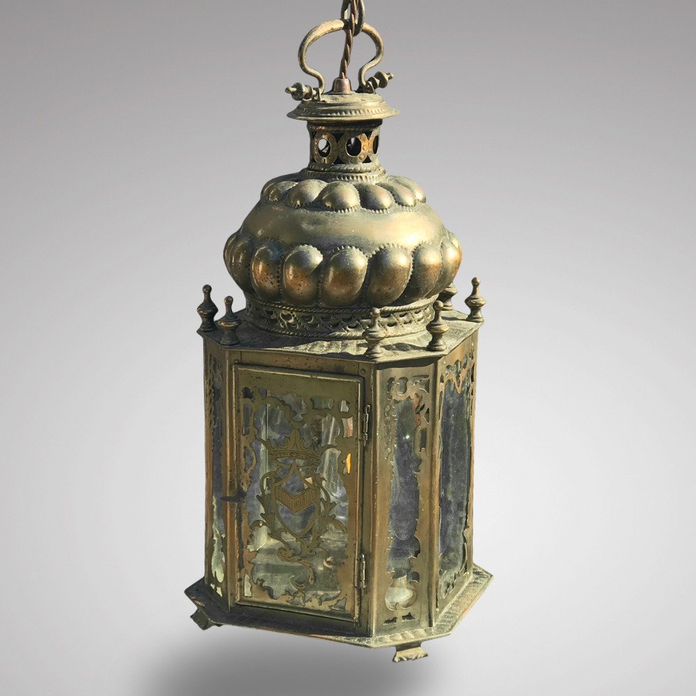 19th Century Dutch Octagonal Metal Hall Lantern
