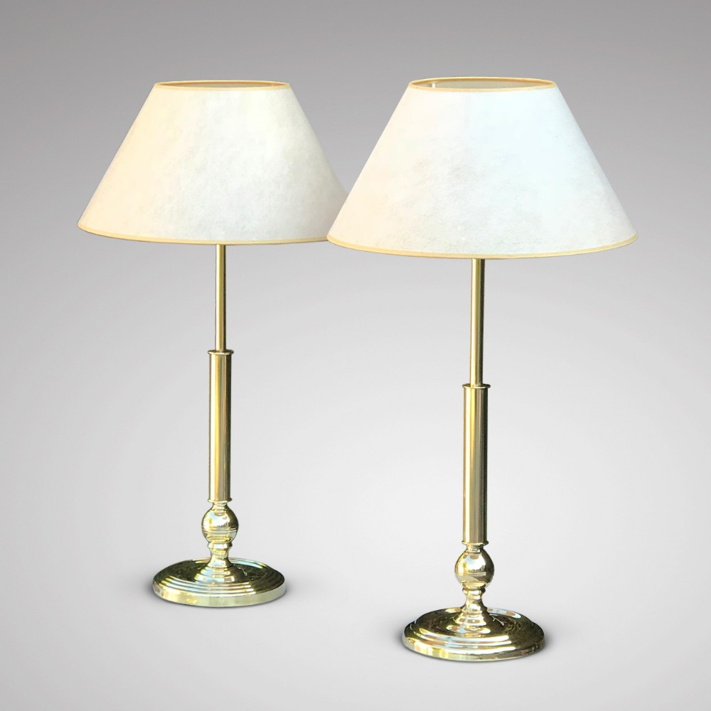 Matched Pair of Antique Brass Table Lamps