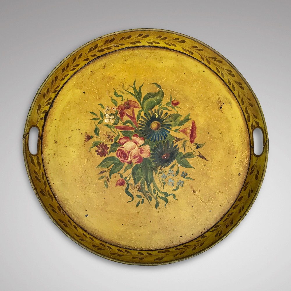19th Century Yellow Toleware Tray