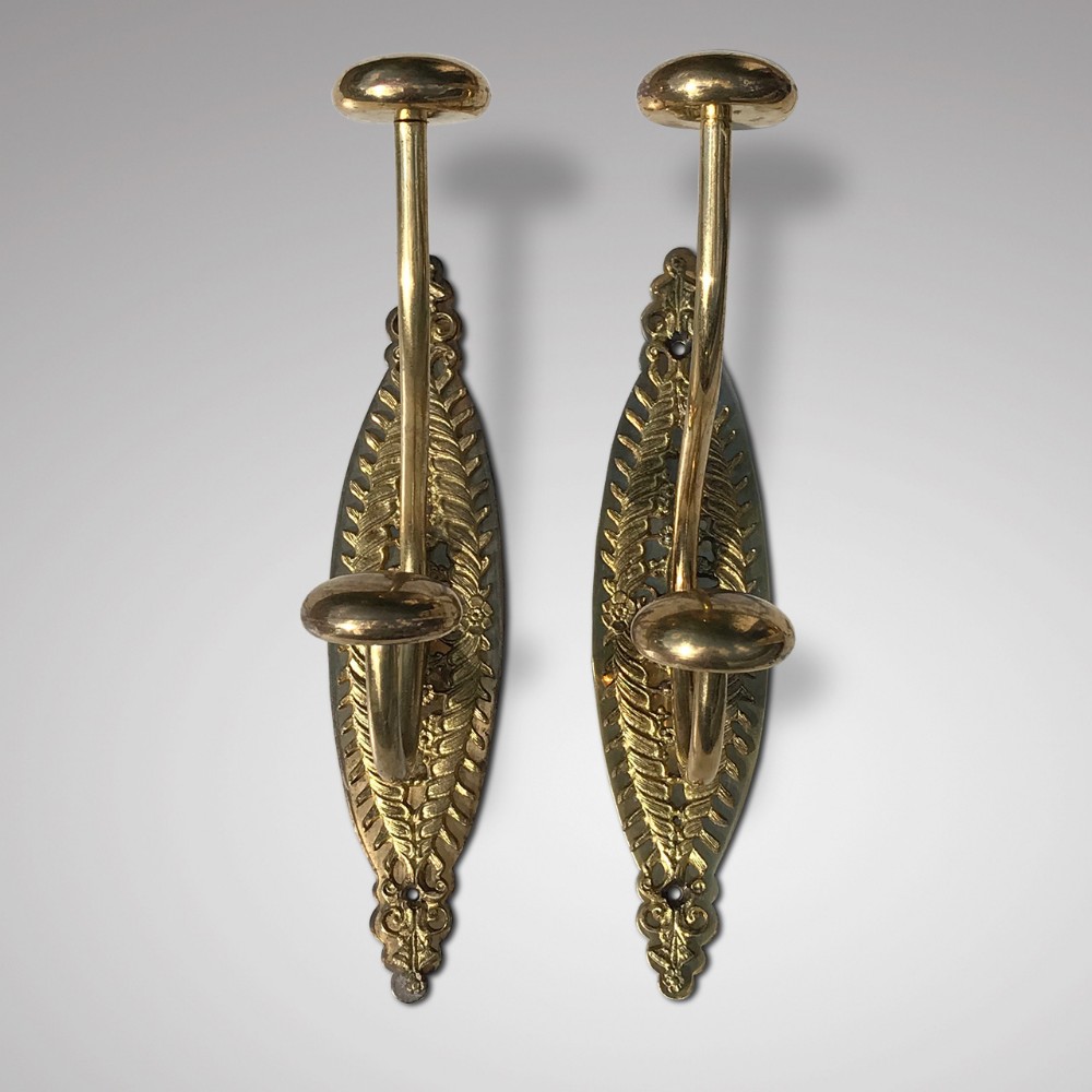 Pair of Victorian Brass Hat and Coat Hooks