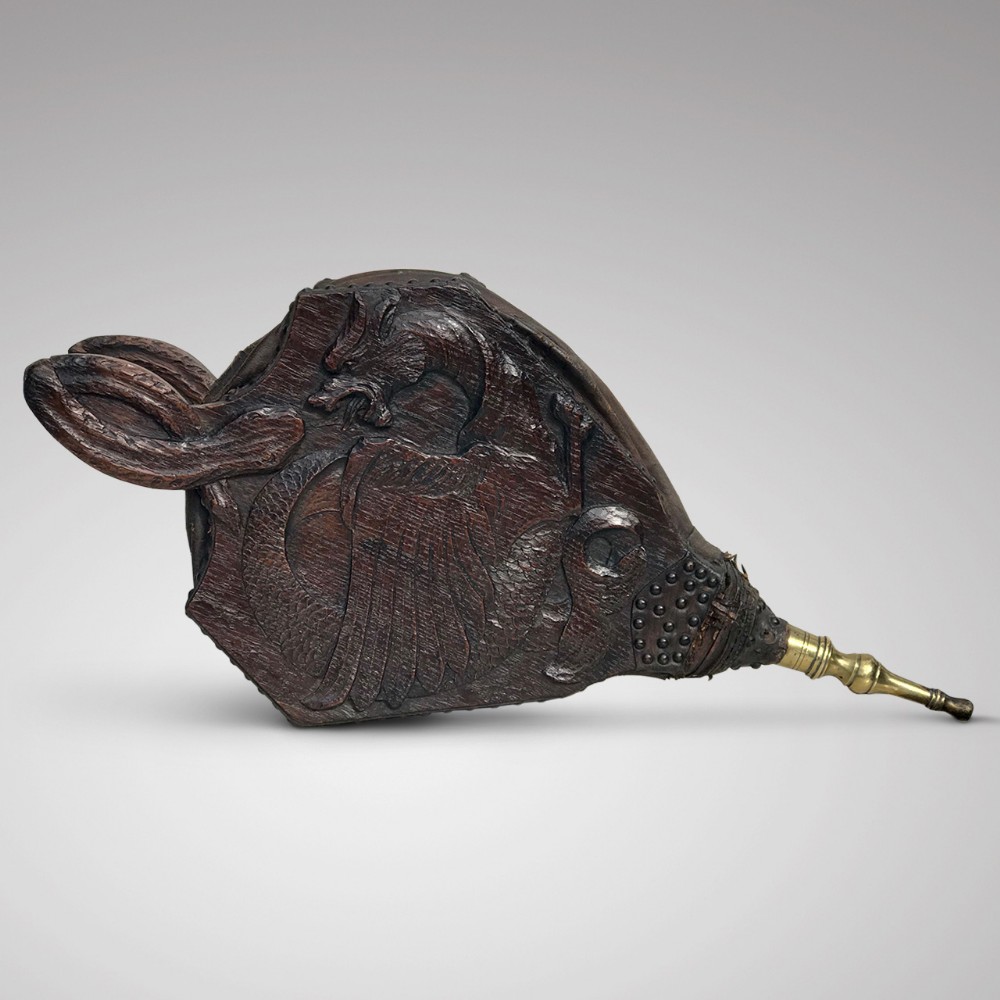 19th Century Carved Oak Bellows