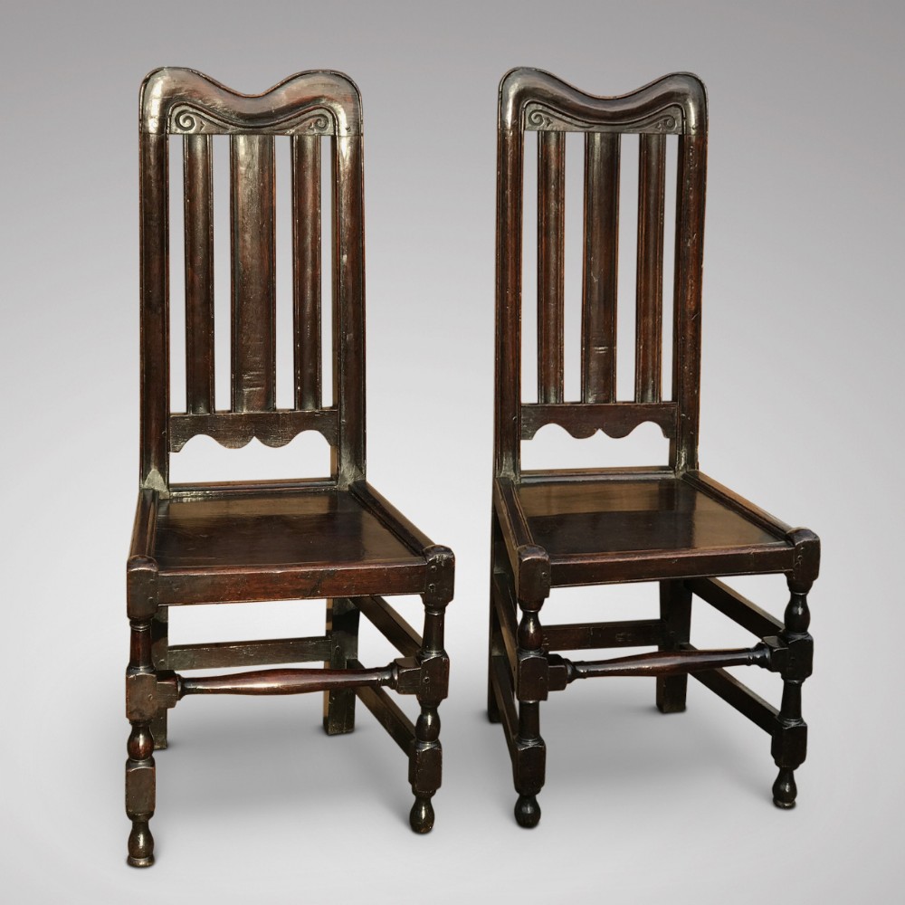 Pair of William & Mary Oak Side Chairs
