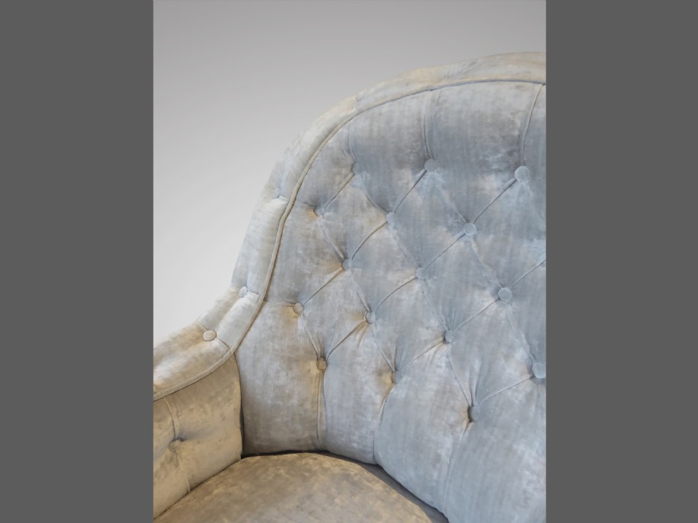 19th Century Velvet Covered Buttoned Armchair View IV