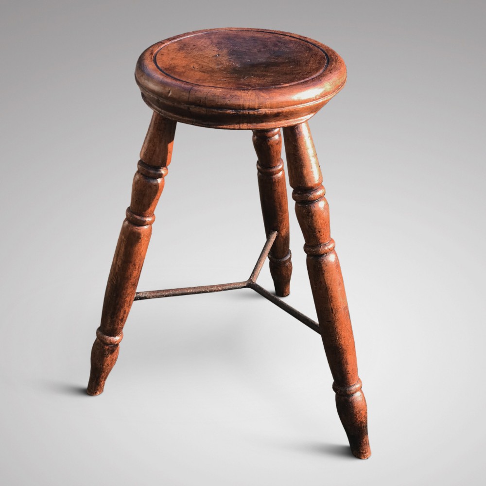 19th Century Fruitwood Lace Maker's Stool