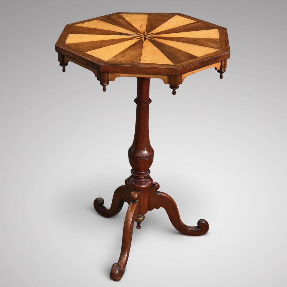 Victorian Octagonal Lamp Table with Inlaid Central Star