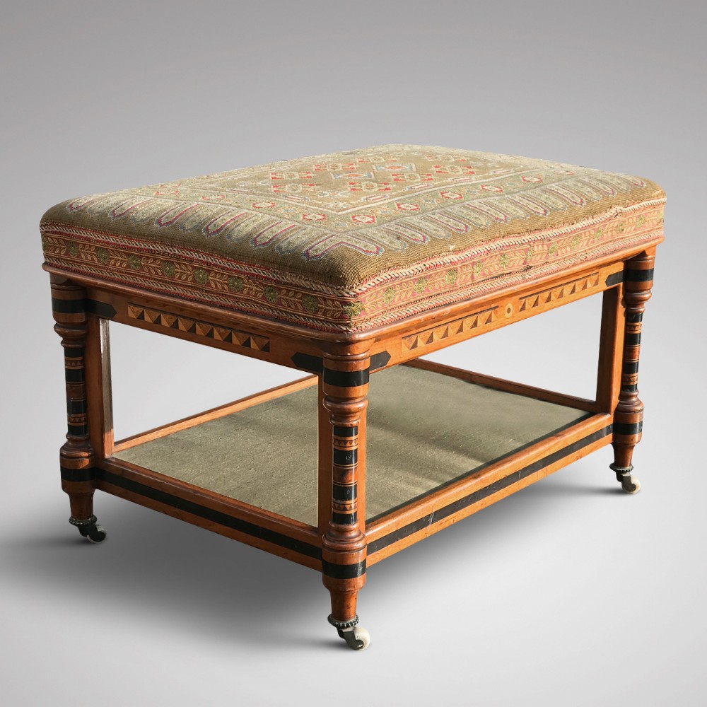 19th Century Inlaid Aesthetic Movement Foot Stool