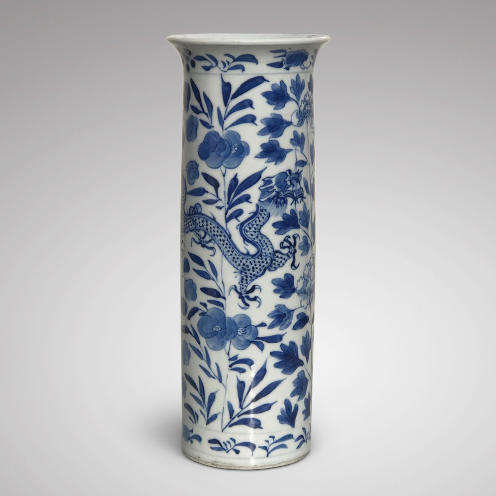19th Century Chinese Dragon & Peony Sleeve Vase
