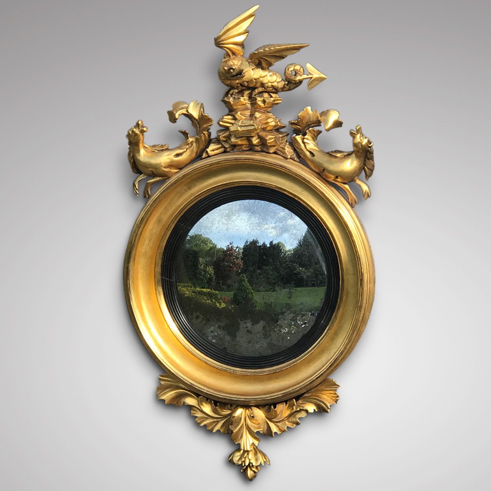 Regency Carved & Gilded Convex Mirror