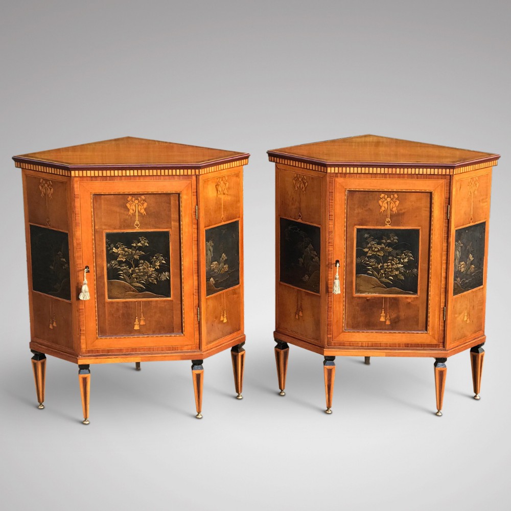Pair of 19th Century Exhibition Quality Corner Cabinets