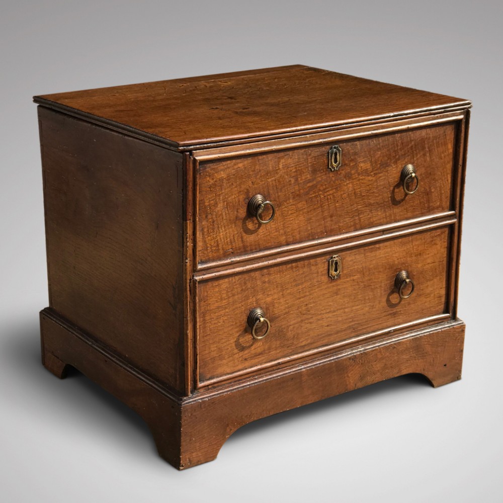 Small Early 19th Century Oak Chest with Dummy Drawers