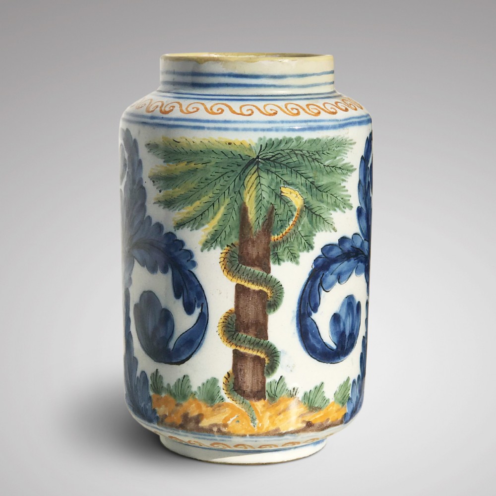18th Century Italian Tin Glazed Dry Drug Jar