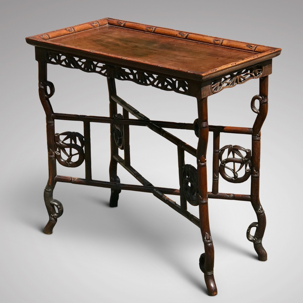 19th Century Chinese Hardwood Tray on Stand