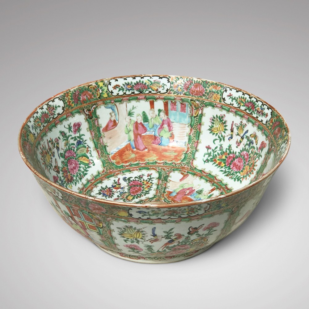 Large 19th Century Cantonese Famille Rose Enamelled Bowl