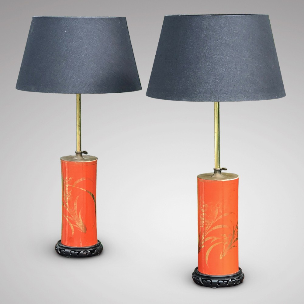 Pair of Early 20th Century Adjustable Lamps in the Japanese Style