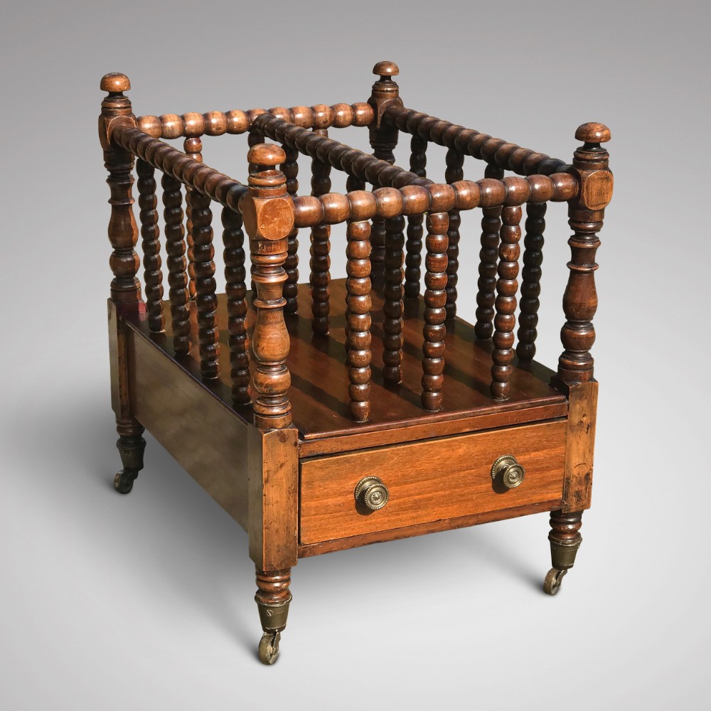 Victorian Mahogany Bobbin Turned Canterbury