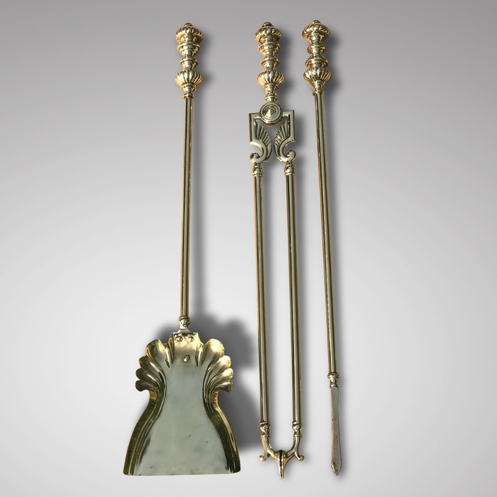 Set of 19th Century High Quality Brass Fire Irons